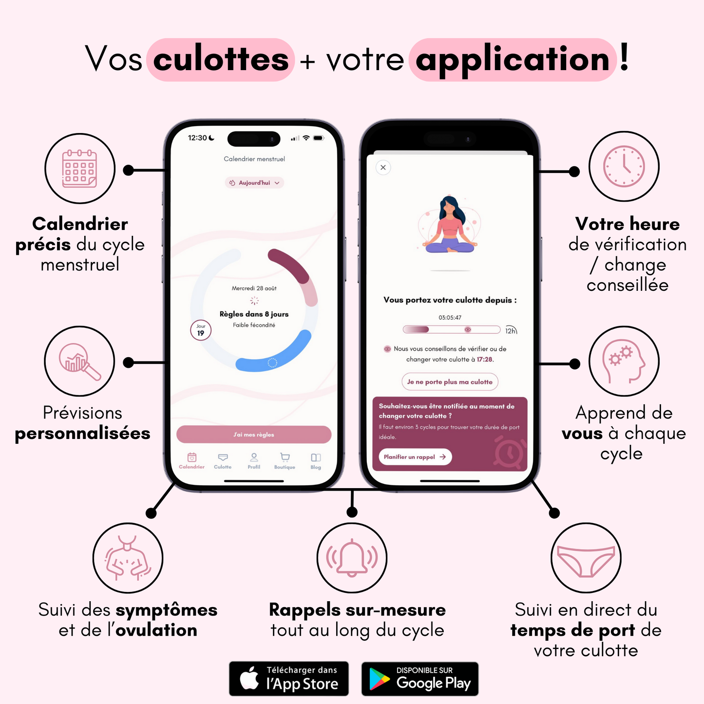 Culotte Menstruelle Ados Nina sans coutures (taille haute)